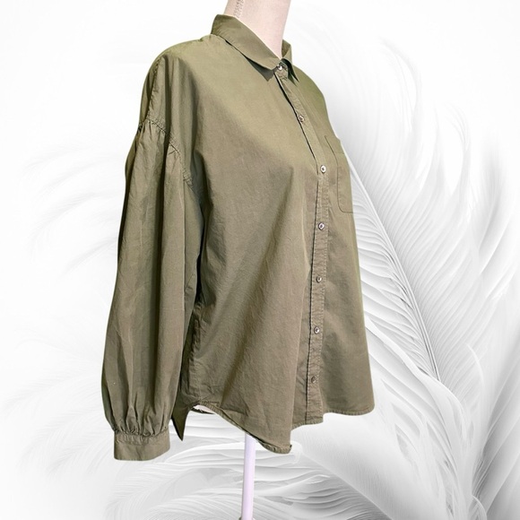 Rails ‘Janae’ High Low Button-Down Shirt in Green “Olive Smoke” Size Medium - Picture 15 of 15